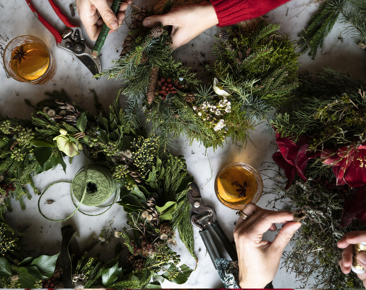Christmas door wreath from an H Watts Florist workshop